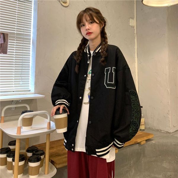 

women's jackets vintage baseball jacket, Black;brown