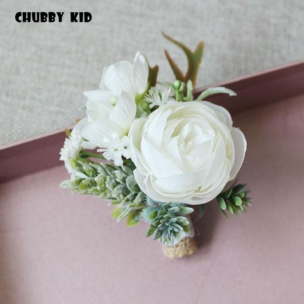 

decorative flowers & wreaths 10pcs artificial white tea rose wedding corsage ceremony flower brooch boutonnieres groom groomsmen boutonnier