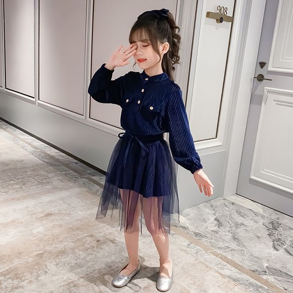 

girls clothes striped tracksuits for girls blouse + mesh skirt outfits for girls casual style childrens clothing, White