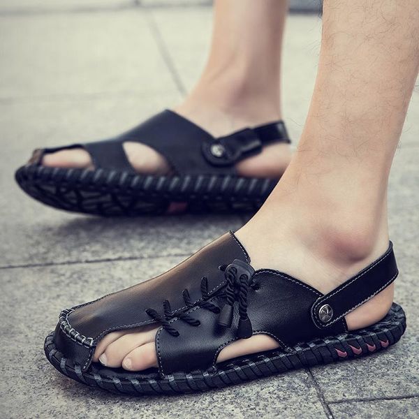 

sandals korean water slippers platform waterproof black summer vietnam trekking sandal flops mens rubber hollow casual outdoor flip man