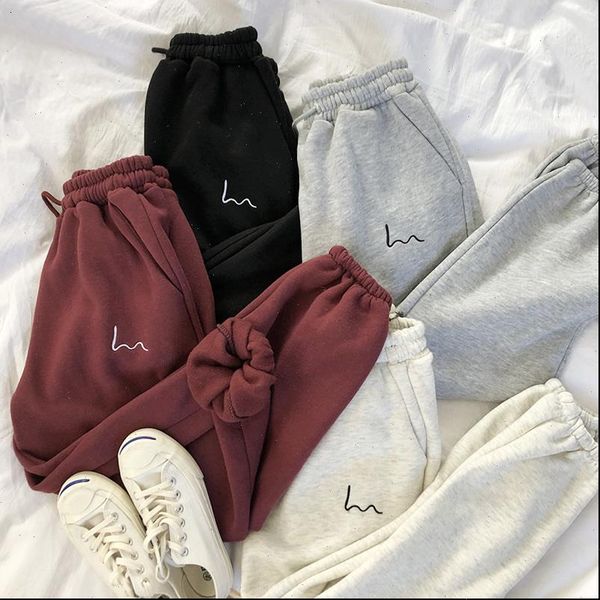 

autumn winter loose jogger womens pant high waist warm sportwear trousers fashion casual streetwear cargo s 2xl, Black;white