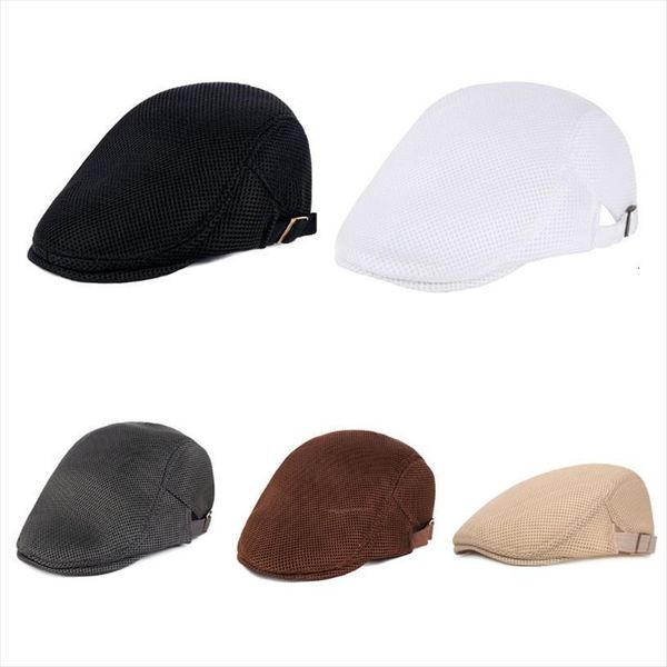 

mens breathable mesh summer duckbill hat newsboy beret ivy cap cabbie flat soft pxpb, Blue;gray