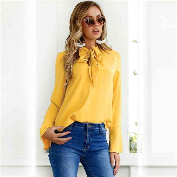 

chiffon plus size candy color women shirts ruffles casual solid long sleeve for office blusas femininas, White