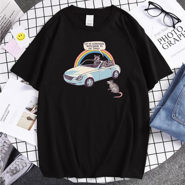 

men's t-shirts get in scavenger we eat trash printed t-shirt maleharajuku crewneck man t shirts casual tee fashion clothing, White;black