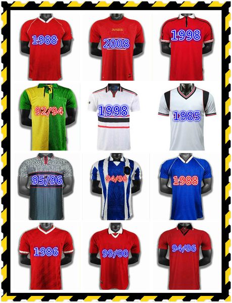 

Retro Manchester 83 84 85 86 88 90 91 1992 United RONALDO Soccer jerseys CANTONA Giggs SCHOLES Solskjaer 1999 finals football kit Beckham 07, Black;yellow