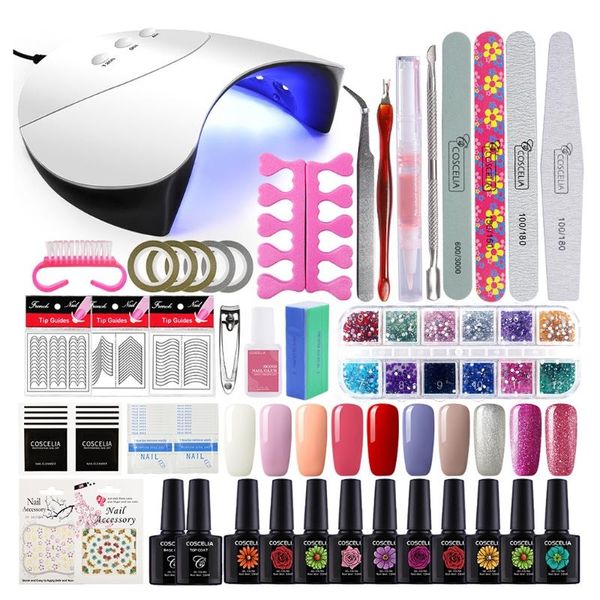 

gel nail polish kit with 60s 90s 120s timer setting lamp manicure tools m4ya art kits