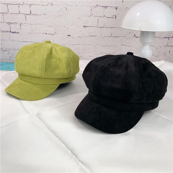 

stingy brim hats winter warm octagonal hat fashion female sboy korean style ladies outdoor leisure painter beret, Blue;gray