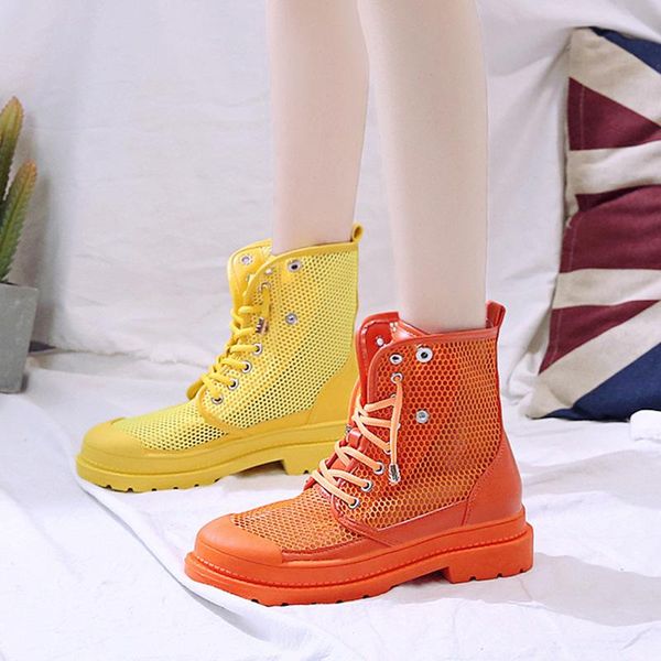 

boots 2021 women summer high-shoes flat bottom hollow breathable female british style short, Black