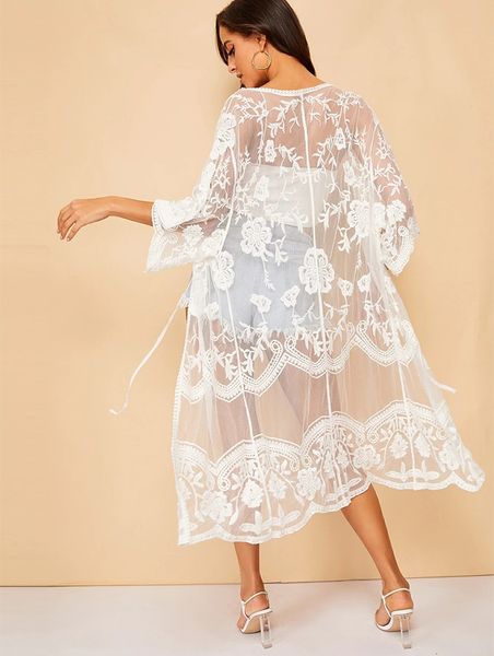

women's swimwear 2021030440 lace crochet bikini cover up casual beach summer covers cardigan kimono 8v2w, White;black