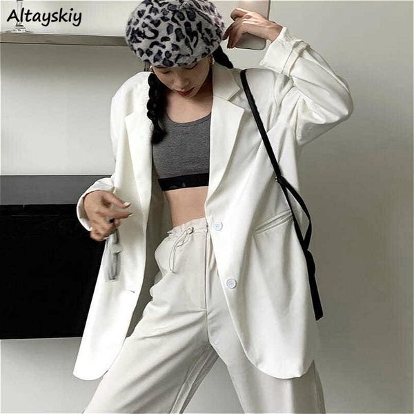 

blazers women summer chic basic single breasted all-match casual teens mujer korean fashion solid outwear simple clothes, White;black