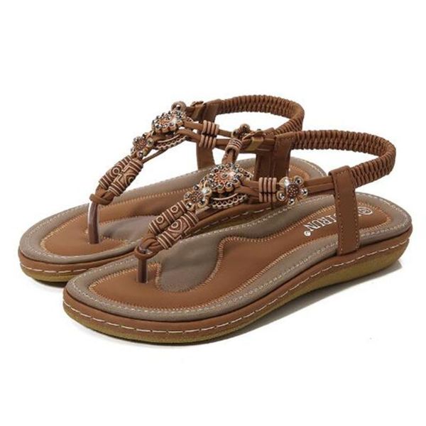 

sandals 36-44 summer european and american women's bohemian wooden bead woven large flat bottom casual, Black