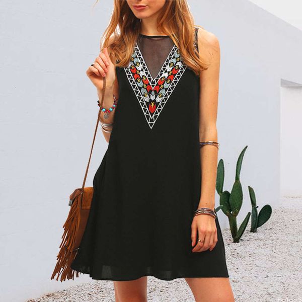 

summer sleeveless casual chiffon dress black, Black;gray