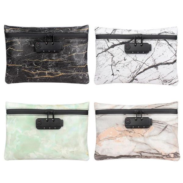 

storage bags zippered odor proof pouch with lock travel handbag container bag waterproof pu leather zip