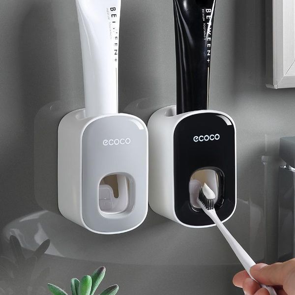 

bath accessory set automatic toothpaste dispenser squeezer wall mount tooth paste holder toothbrush rack bathroom accessories