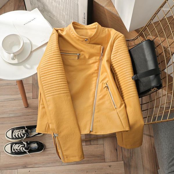 

streetwear faux leather jacket women slim zipper biker moto soft coats ladies black pu outwear female short coats1