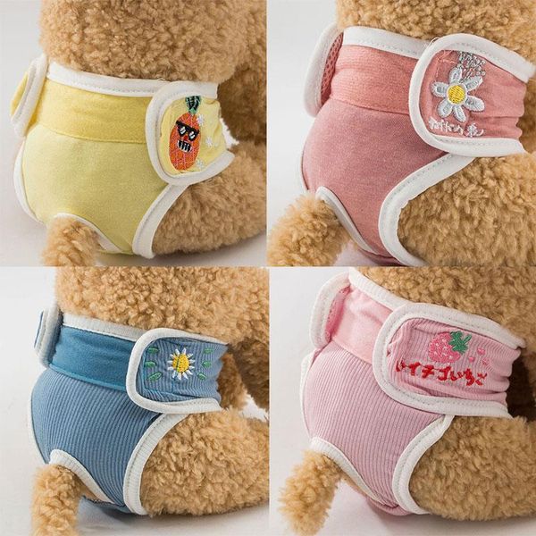 

dog apparel 1pc pet shorts sanitary physiological pants cute fruit print diaper washable female panties underwear briefs