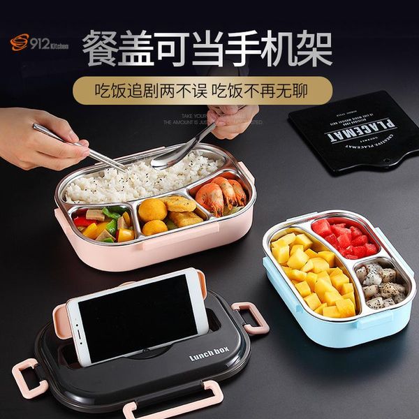 

dinnerware sets 304 stainless steel 4 grid lunchbox lunch box bento container thermal insulation dinner storage