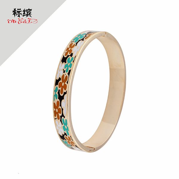 

bangles bracelets gold plated oil dripping open enamel bracelet popular, Black