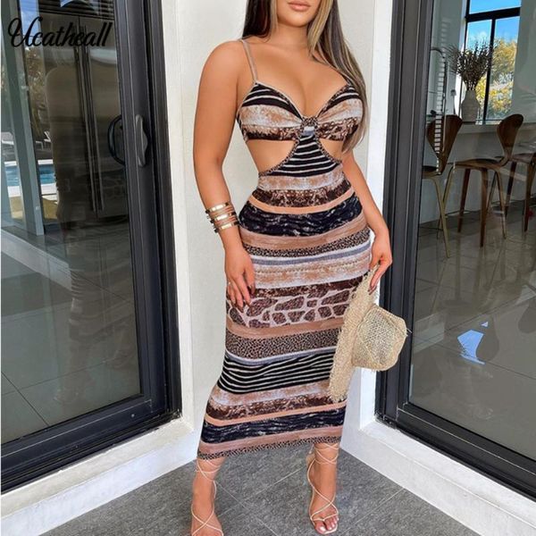 

casual dresses stripe print sleeveless cut out women's pencil party club outfits fashion backless dress elegant clothes, Black;gray
