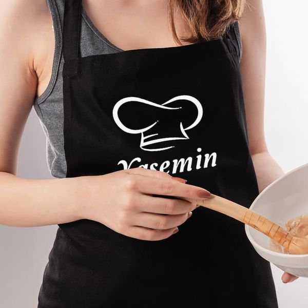 

customized name written master chef kitchen apron personalize present aprons
