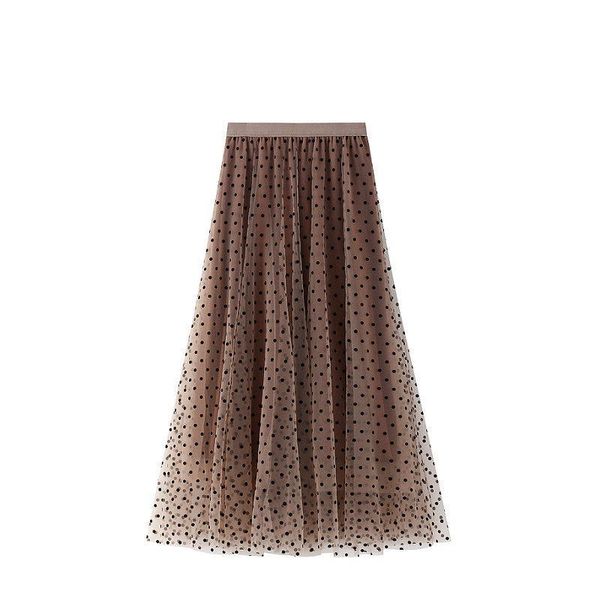 

skirts slim hip covering skirt flocking wave dot mesh a-line fishtail mid length autumn and winter long womens, Black