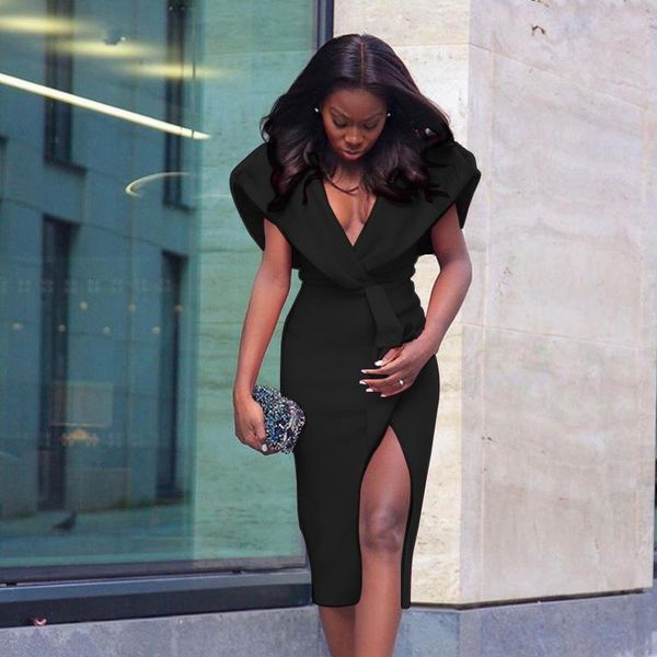 

2021 women fashion high street style long dresses sleeveless deep v pure color mid casual, Black;gray