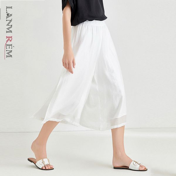

high elastic waist balck split fork big size trousers loose fit pants women fashion tide summer 2e1742 210507, Black;white
