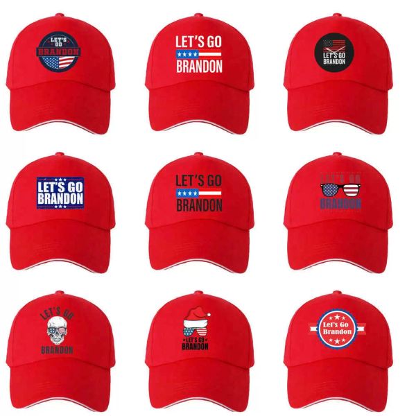 Todo Temporada Vermelho Color Vamos GO Brandon Ball Caps Esportes Casual Viseira Chapéu de Basebol Letras Flag Stars Stippack Presentes de Natal Anti Biden Trump 2024