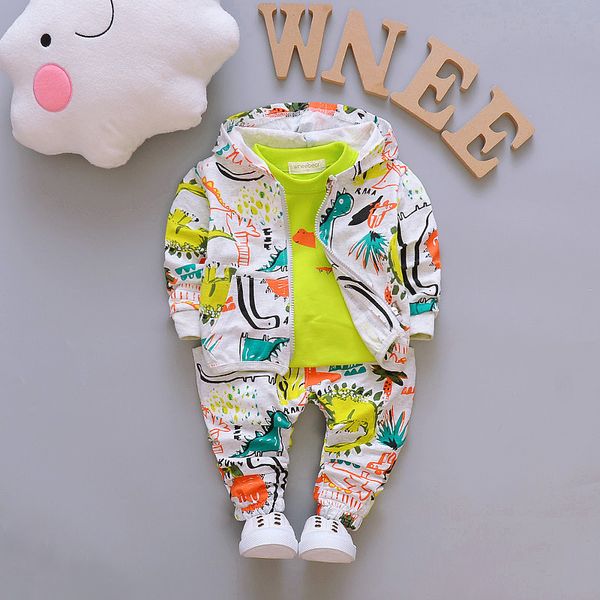 3pcs Toddler Baby Boy Clothes Outfits Hooded Coat+T Shirt+Pants Kids Sets Children Boys clothing sets 57 Z2