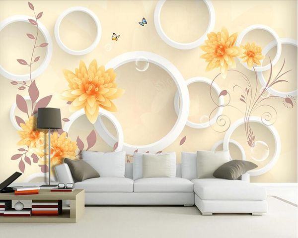 

wallpapers flower embossed butterfly circle 3d wallpaper mural papel de parede for living room sofa tv wall bedroom kitchen restaurant cofe