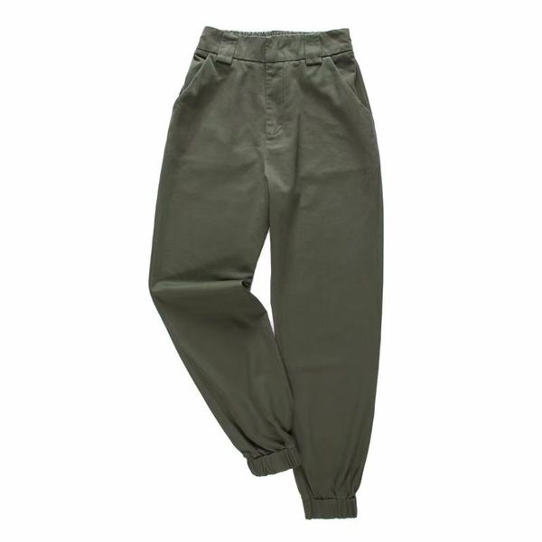 

women's pants & capris spring autumn high-waist elastic waist solid color loose-fitting casual overalls, Black;white