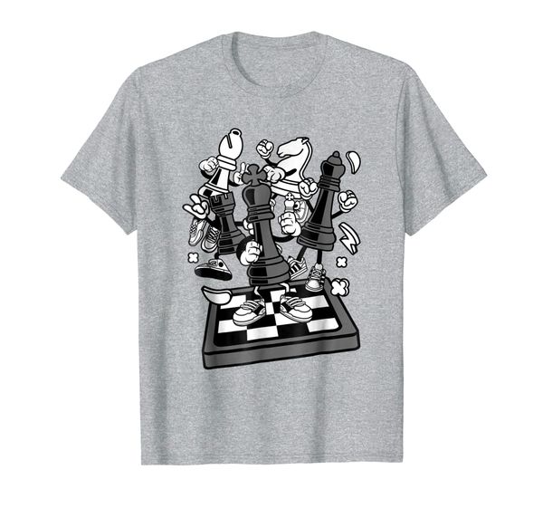 

chess board cartoon t-shirt (urban cartoon clothing), White;black