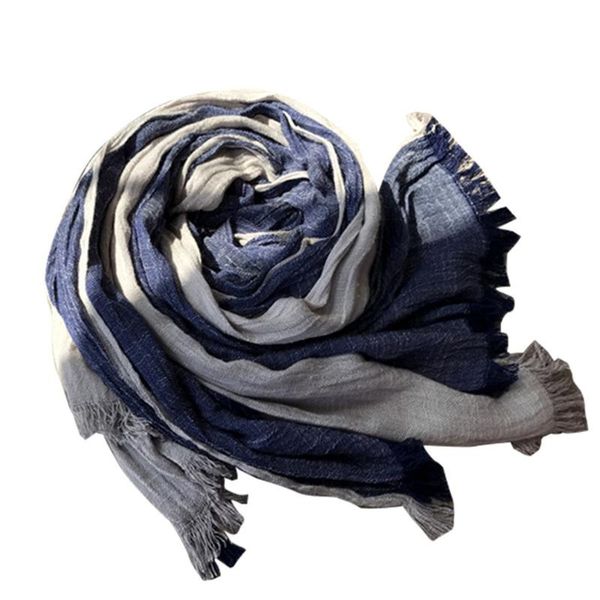 

scarves 190*80cm brand winter scarf men warm soft tassel bufandas cachecol navy plaid woven wrinkled cotton japanese, Blue;gray