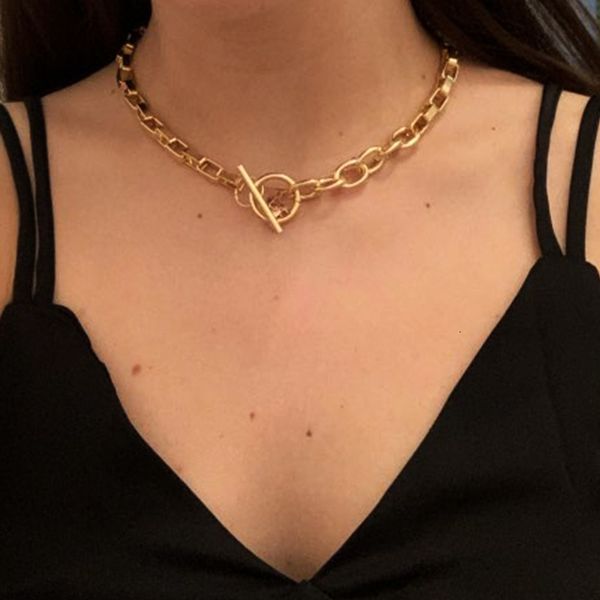

personality exaggeration necklace creative niche network red hip hop style neck chain punk metal sense wind clavicle chain, Silver