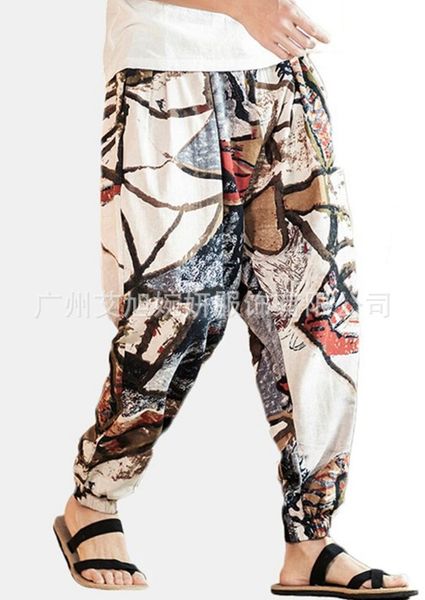 

fashion boutique pants 2021 men's cotton ethnic graffiti print harlan, Black