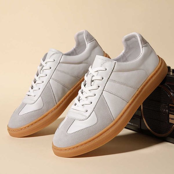 

2021 first layer cowhide spring and autumn men's sho casual flat heel board low dign