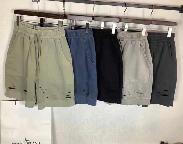 

summer hip hop men shorts joggers broken hole pants male trousers solid cotton casual short 5colors m-2xl b060201, White;black