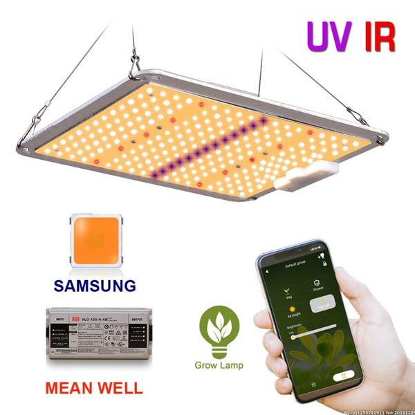 

quantum led grow light samsung lm301h/lm301b with uv ir board smart app dimming greenhouse tent seedling hydroponics growth lamp lights