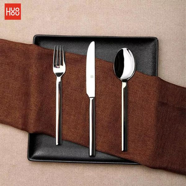 

smart home control 3pcs huohou stainless steel cutlery in 1set bright surface steak knife fork spoon set dinnerware household tableware kitc