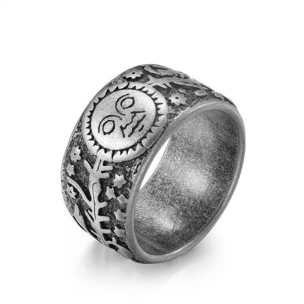 

wedding rings korean version sun moon star couple ring for men boy promise fashion vintage silver color titanium steel, Slivery;golden
