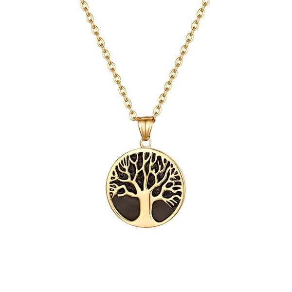 

fashion gold color tree of life pendant necklace stainless steel 23 inch chain bijoux collier women jewelry gift chains, Silver