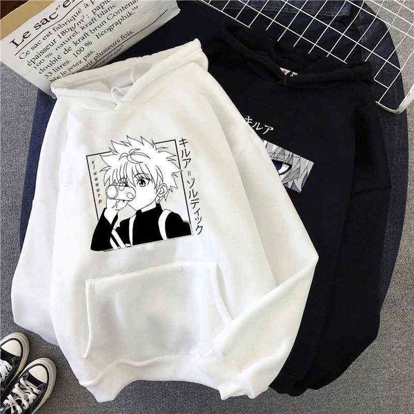 

hunter x killua zoldyck devil eye print anime hoodies men streetwear kawaii hisoka sweatshirt hip hop hoody male, Black