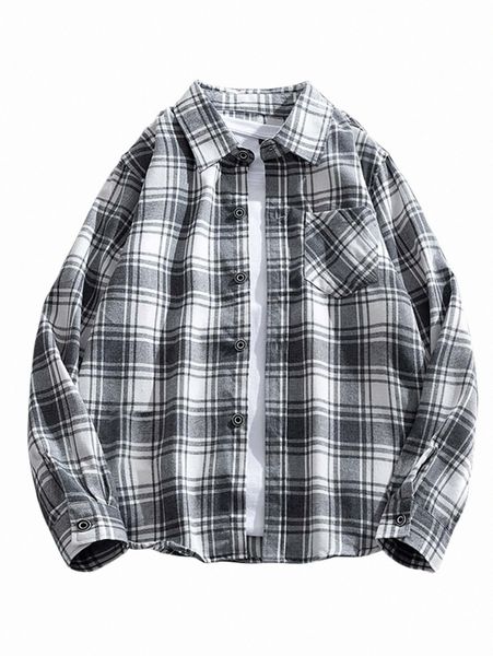 

men plaid print flannel shirt without e6tw#, White;black