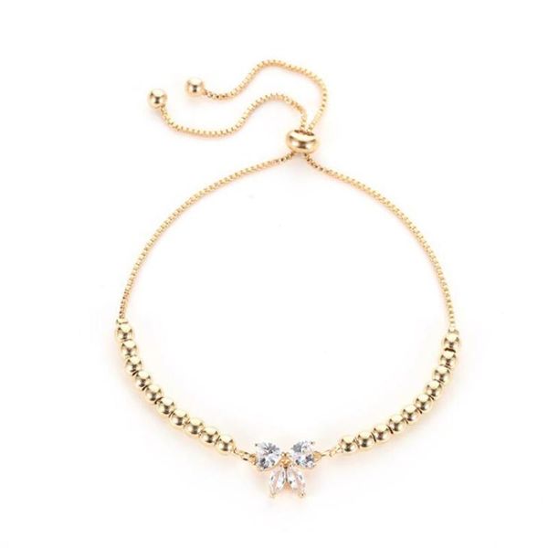 

link, chain sweet zircon stone bowknot bracelet for women charm adjustable beaded bangles female fashion party jewelry gift, Black