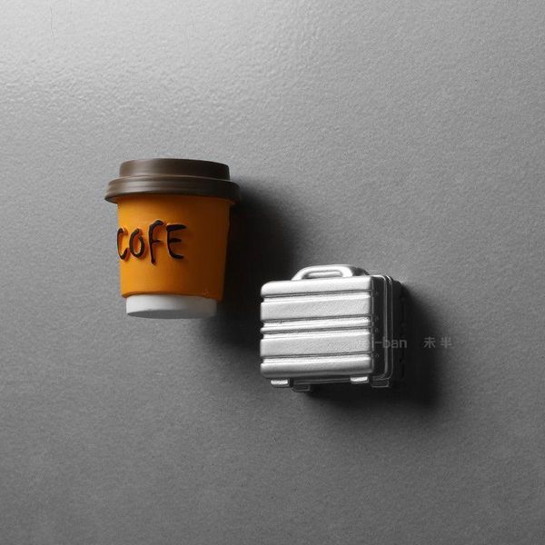 

fridge magnets a cup of coffee and suitcase travel series refrigerator magnet tiles creative home decoration