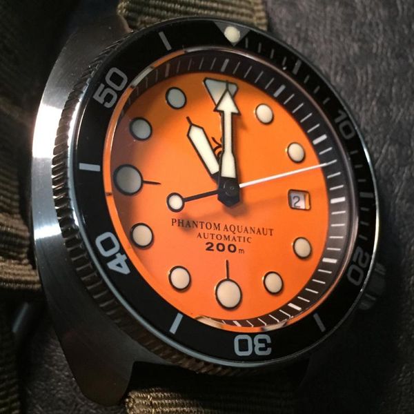 

wristwatches sports watch men retro skx automatic mechanical 200m diver watches st2130 movt 44mm luminous sapphire clocks 6015, Slivery;brown