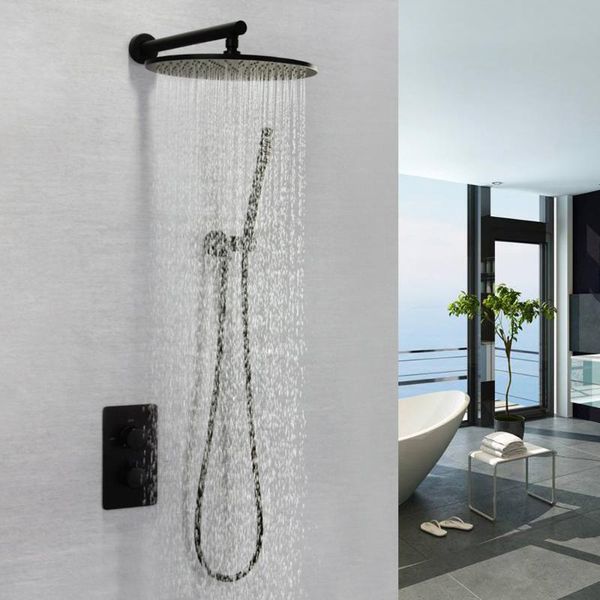 

in-wall solid brass valve concealed trim with two-way volume thermostatic black mixer tap sk-7630 bathroom shower sets