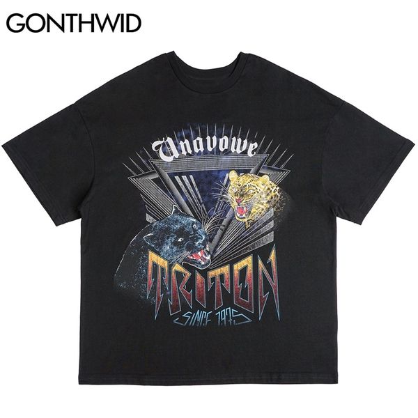 T-Shirts Streetwear Tiger Leopard Geometrie Druck Casual Punk Rock Gothic T-Shirts Hemden Harajuku Mode Kurzarm Tops 210602