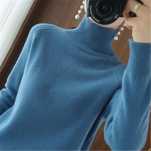 

women's sweaters winter solid color cashmere high neck knitted sweater women short bottoming red all-match 2021, White;black