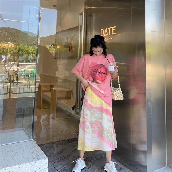 

skirts 2021 summer vintage printing women irregular cutting high waist female ankle-length fashion loose floral, Black